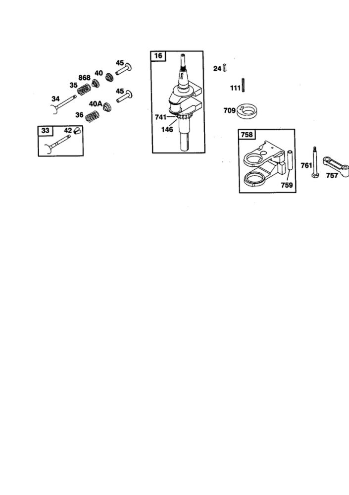Crankshaft Diagram and Parts List for 198707-0141  Briggs and Stratton Engine